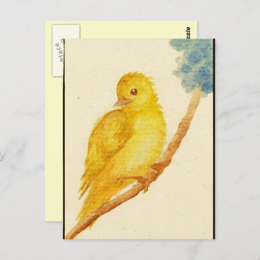 Carte Postale Oiseau jaune (Devant / Derrière)