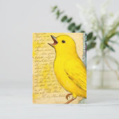 Carte Postale Oiseau Jaune Mixte Média (Debout devant)