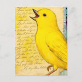 Carte Postale Oiseau Jaune Mixte Média (Devant)