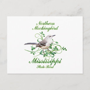 Carte Postale Oiseau Mockingbird Mississippi State Bird