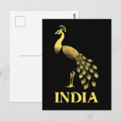 Carte Postale Oiseau national de Peacock Inde (Devant / Derrière)