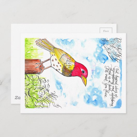 Carte Postale Oiseau optimiste (Devant / Derrière)