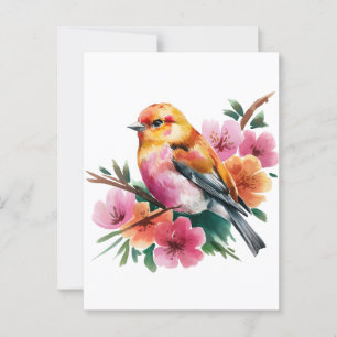 Carte Postale Oiseau rose