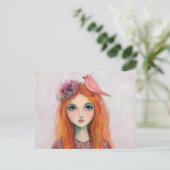Carte Postale Oiseau rose dans ses cheveux (Debout devant)