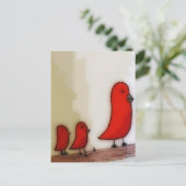 Carte Postale Oiseau rouge avec l'art de bébés (Debout devant)