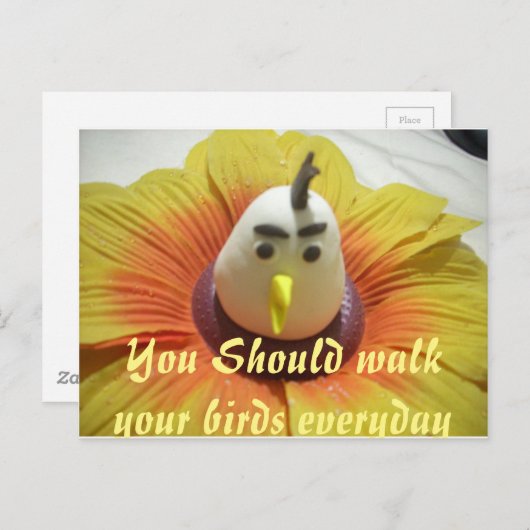 Carte Postale Oiseau sculpté en Tournesol Imprimer (Devant / Derrière)