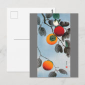Carte Postale Oiseau sur un Persimmon Tree, Watanabe Seitei (Devant / Derrière)
