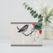 Carte Postale Oiseau sur une branche de Trichosanthes, Watanabe  (Debout devant)