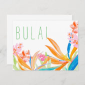 Carte Postale Oiseau Tropical Du Paradis Aquarelle Bula ! Fidji (Devant / Derrière)