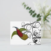 Carte Postale Oiseau vert et rouge vintage (Debout devant)