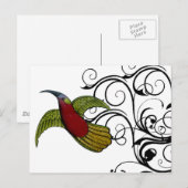 Carte Postale Oiseau vert et rouge vintage (Devant / Derrière)