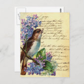 Carte Postale Oiseau victorien et typographie I (Devant / Derrière)