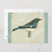 Carte Postale Oiseau vintage face à la droite (Devant / Derrière)