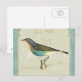 Carte Postale Oiseau vintage face à la gauche (Devant / Derrière)