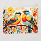 Carte Postale Oiseaux Abstraits Sur Une Branche (Devant)