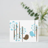 Carte Postale Oiseaux amicaux en bleu (Debout devant)
