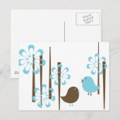 Carte Postale Oiseaux amicaux en bleu (Devant / Derrière)