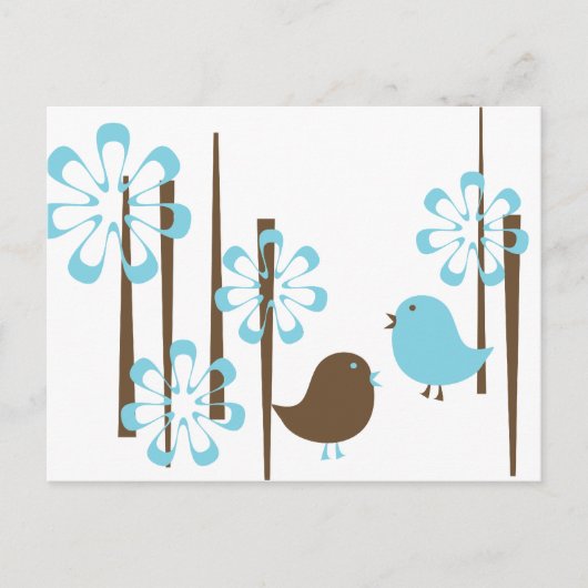Carte Postale Oiseaux amicaux en bleu (Devant)