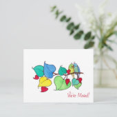 Carte Postale Oiseaux Amoureux Nous Avons Déménagé Annonce de No (Debout devant)