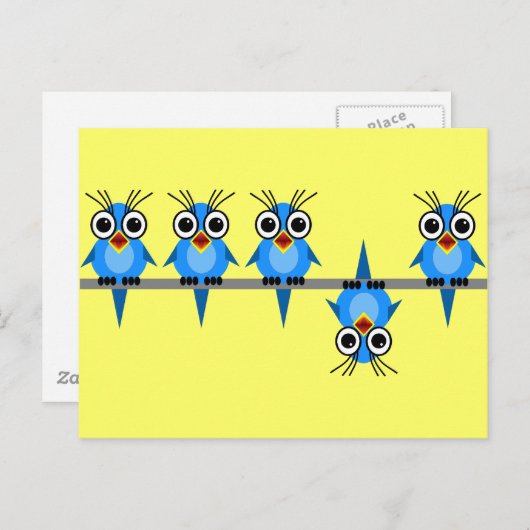 Carte Postale oiseaux amusants (Devant / Derrière)
