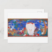 Carte Postale Oiseaux, Animaux, et Plantes à Fleurs (Droite) Jak (Devant / Derrière)