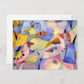 Carte Postale Oiseaux aquarelle inspirants (Devant / Derrière)