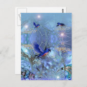 Carte postale Oiseaux bleus (Devant / Derrière)