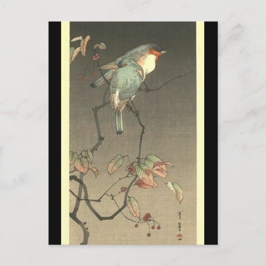 Carte Postale Oiseaux bleus à la nuit par Seitei Watanabe 1851-1 (Devant)