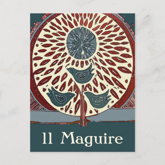 Carte Postale Oiseaux bleus dans l'arbre Abstrait 11 Maguire (Devant)