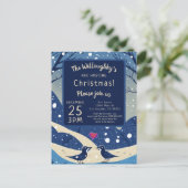 Carte Postale Oiseaux bleus d'hiver en amour Mariage de Noël (Debout devant)