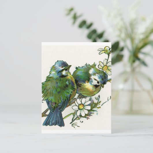 Carte Postale Oiseaux bleus vintages (Debout devant)