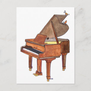 Carte Postale Oiseaux chanteurs sur l'aquarelle Grand Piano