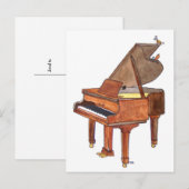 Carte Postale Oiseaux chanteurs sur l'aquarelle Grand Piano (Devant / Derrière)