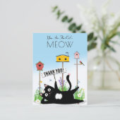 Carte Postale Oiseaux chats jardin merci (Debout devant)