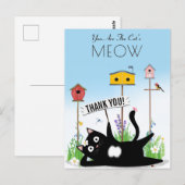 Carte Postale Oiseaux chats jardin merci (Devant / Derrière)