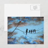 Carte Postale Oiseaux dans l'arbre dans le ciel Fête des Mères A (Devant / Derrière)
