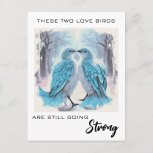Carte Postale *~* Oiseaux de l'Amour Anniversaire Hiver AP54 Art