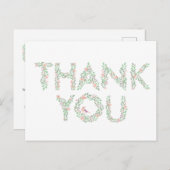 Carte Postale Oiseaux de l'amour et lettres Merci (Devant / Derrière)