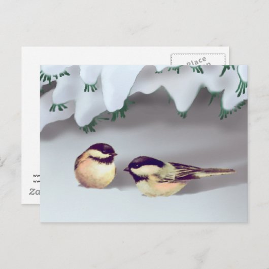 Carte Postale OISEAUX DE NEIGE par SHARON SHARPE (Devant / Derrière)