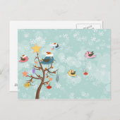Carte postale Oiseaux de Noël mignons (Devant / Derrière)