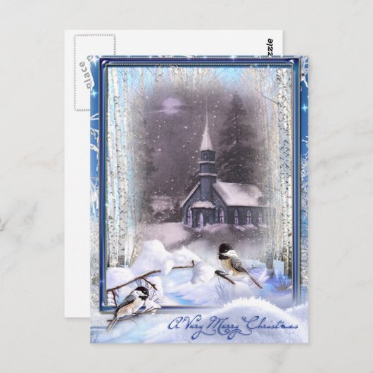 Carte Postale Oiseaux d'hiver (Devant / Derrière)