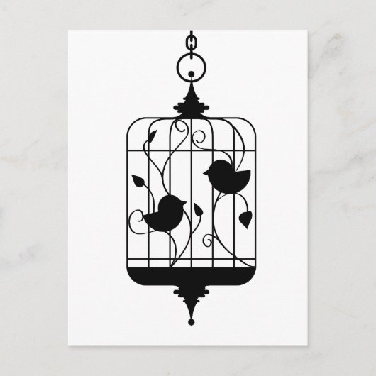 Carte Postale Oiseaux en cage (Devant)