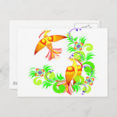 Carte Postale Oiseaux En Couleur (Devant / Derrière)