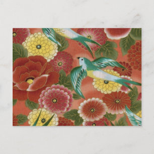 Carte Postale Oiseaux et fleurs