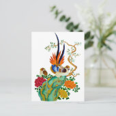 Carte Postale Oiseaux et fleurs (Debout devant)