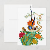 Carte Postale Oiseaux et fleurs (Devant / Derrière)