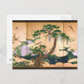 Carte Postale Oiseaux et fleurs de Kano Eino du printemps et de  (Devant / Derrière)