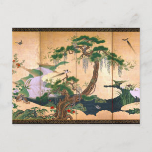 Carte Postale Oiseaux et fleurs de Kano Eino du printemps et de 