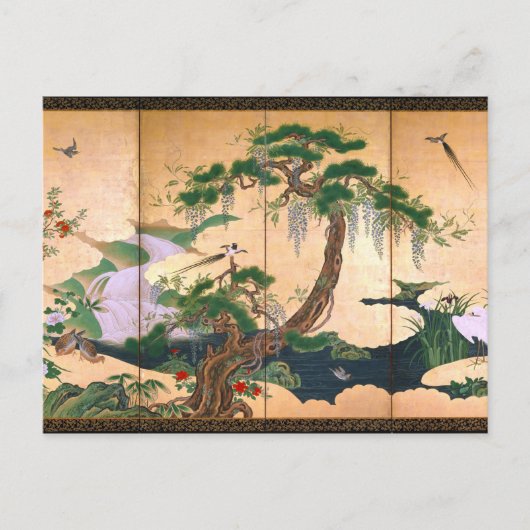 Carte Postale Oiseaux et fleurs de Kano Eino du printemps et de  (Devant)