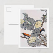 Carte Postale Oiseaux et fleurs, Imao Keinen (Devant / Derrière)